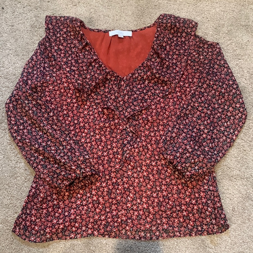 Long sleeve, flower print blouse
